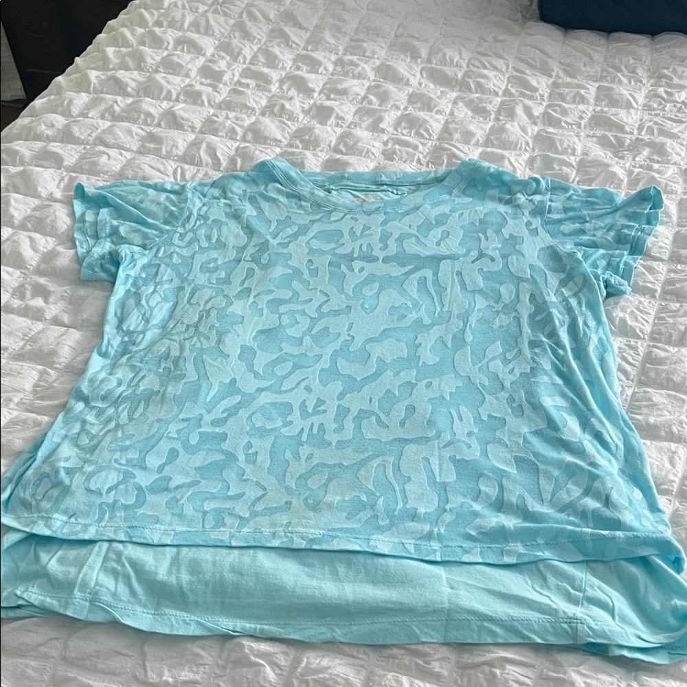 Oleg Cassini Light Blue Patterned Top